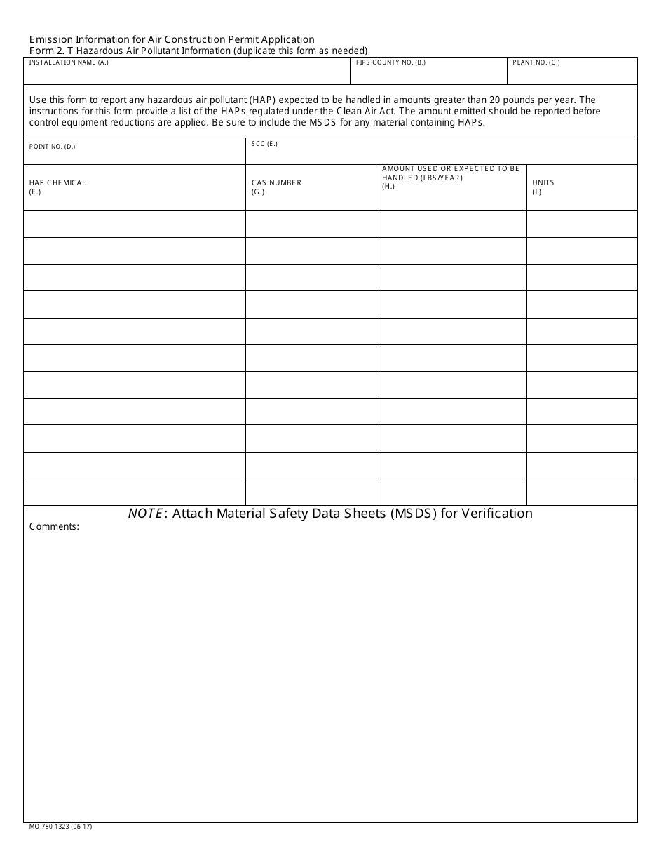 Form MO780-1323 Application for Authority to Construct - Missouri, Page 12