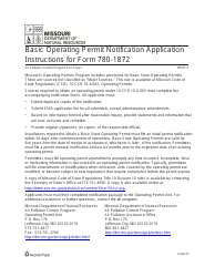 Instructions for Form MO780-1872 Basic Operating Permit Notification Application - Missouri