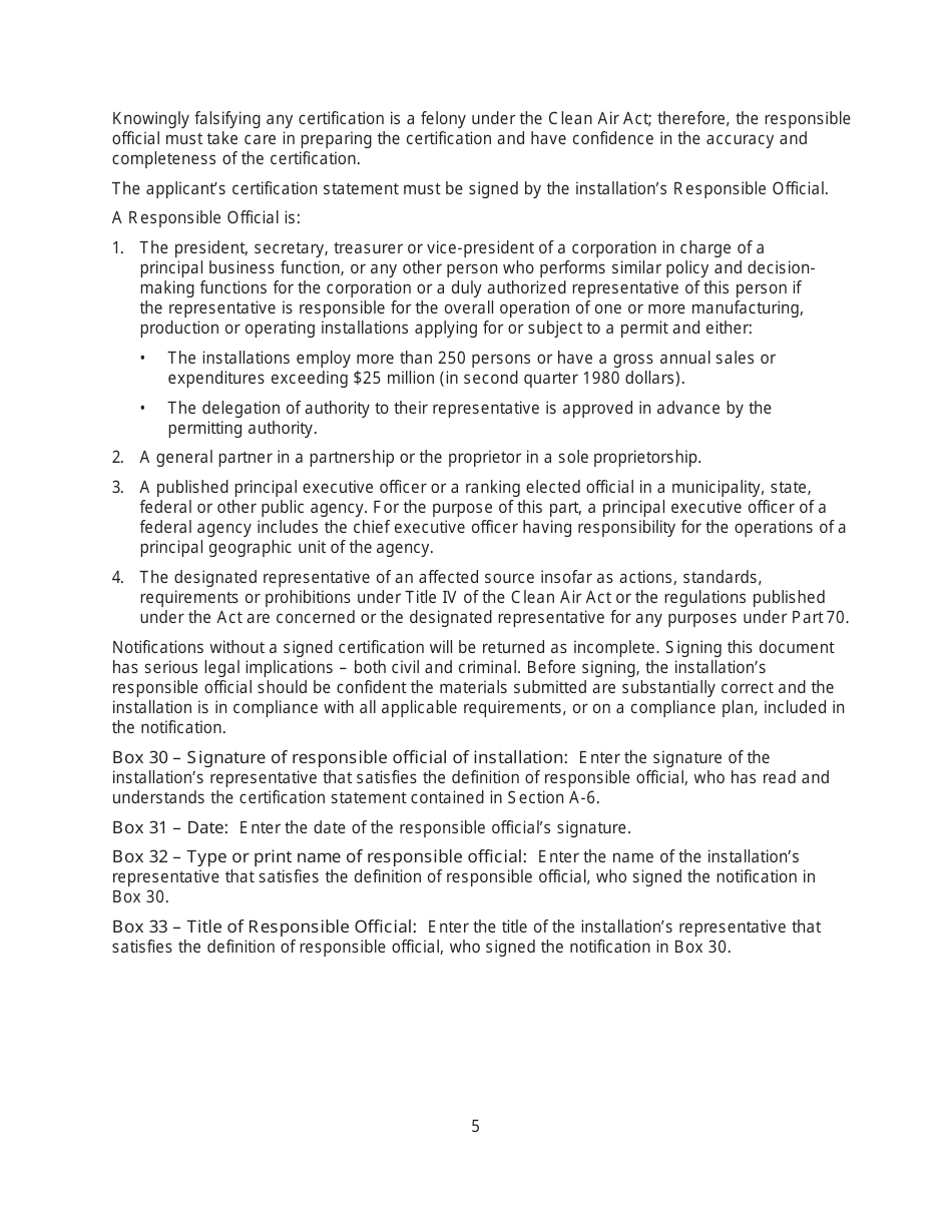 Instructions for Form MO780-1872 Basic Operating Permit Notification Application - Missouri, Page 5