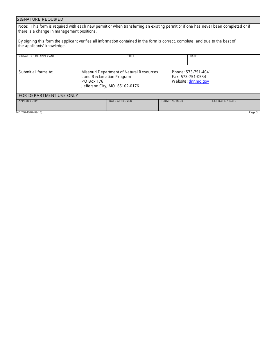 Form MO780-1928 Company Information - Missouri, Page 3