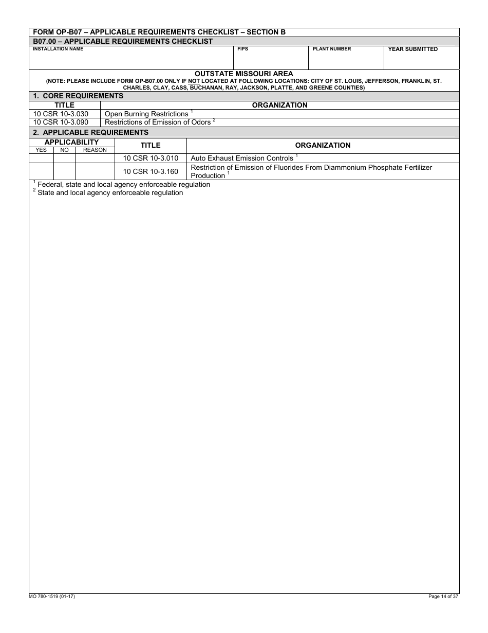 Form MO780-1519 Application for Authority to Operate - Air Pollution Control Program - Missouri, Page 14