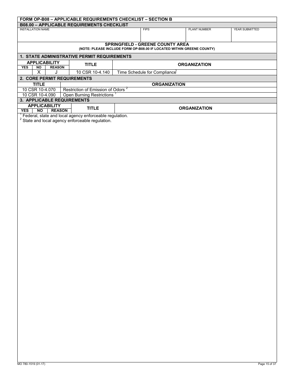 Form MO780-1519 Application for Authority to Operate - Air Pollution Control Program - Missouri, Page 15