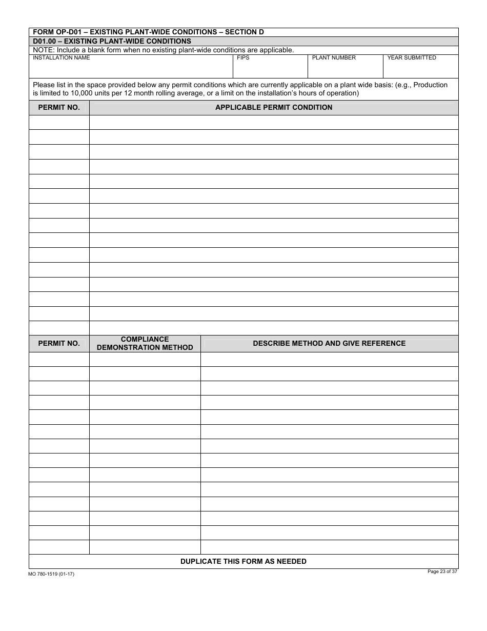 Form MO780-1519 Application for Authority to Operate - Air Pollution Control Program - Missouri, Page 23