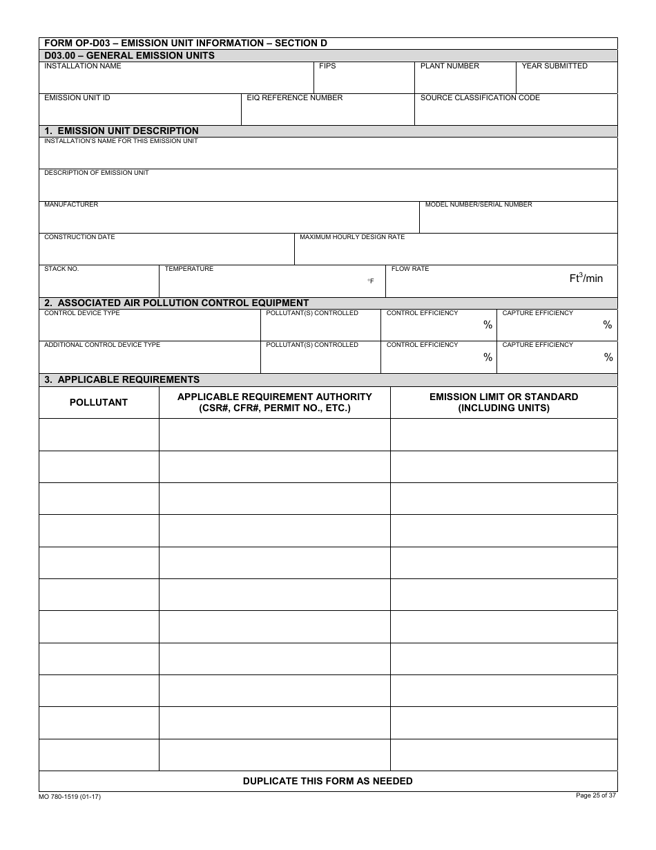 Form MO780-1519 Application for Authority to Operate - Air Pollution Control Program - Missouri, Page 25