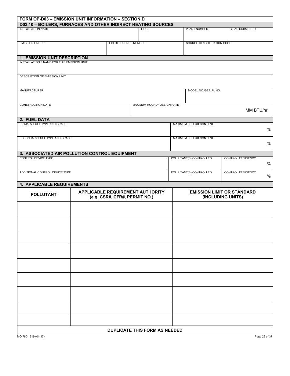 Form MO780-1519 Application for Authority to Operate - Air Pollution Control Program - Missouri, Page 26
