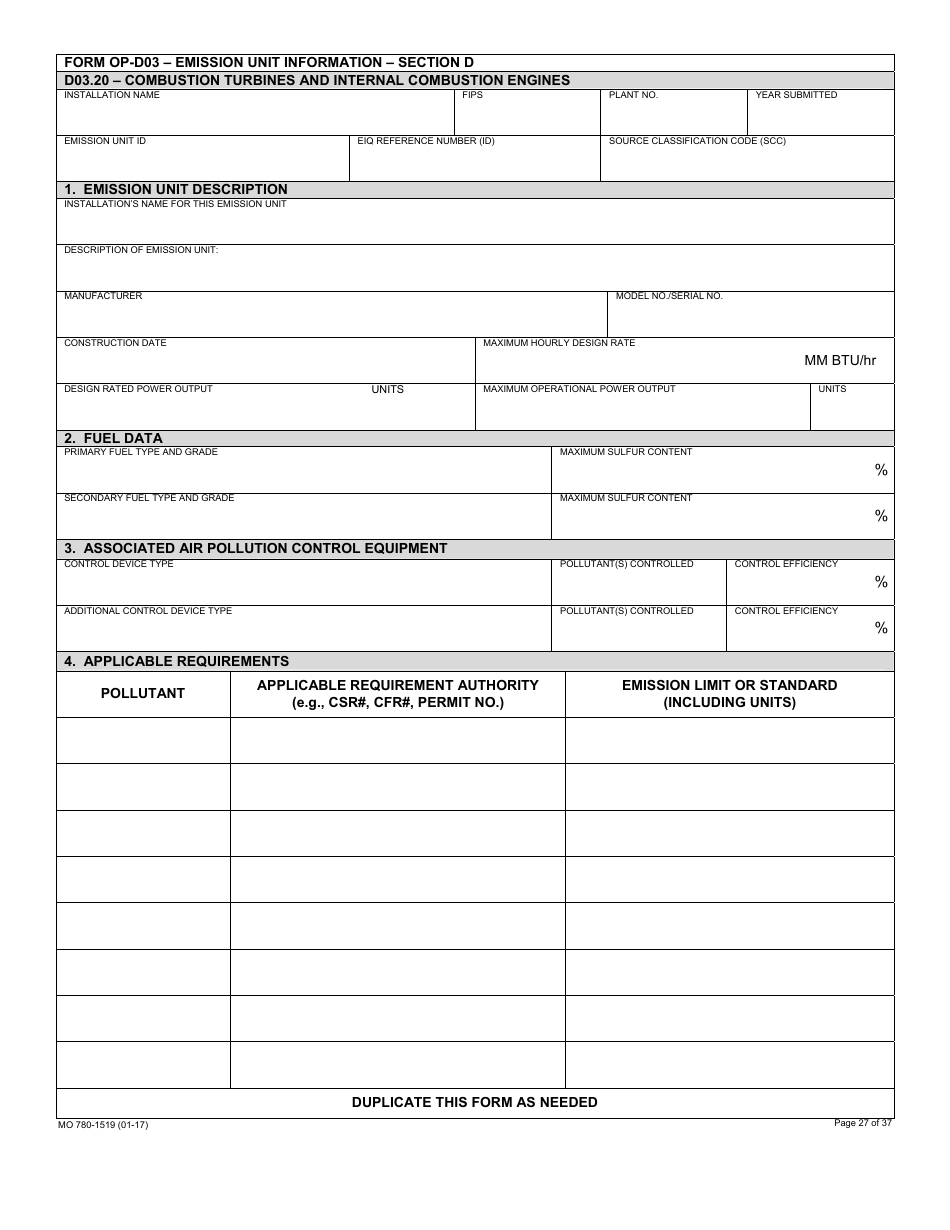 Form MO780-1519 Application for Authority to Operate - Air Pollution Control Program - Missouri, Page 27