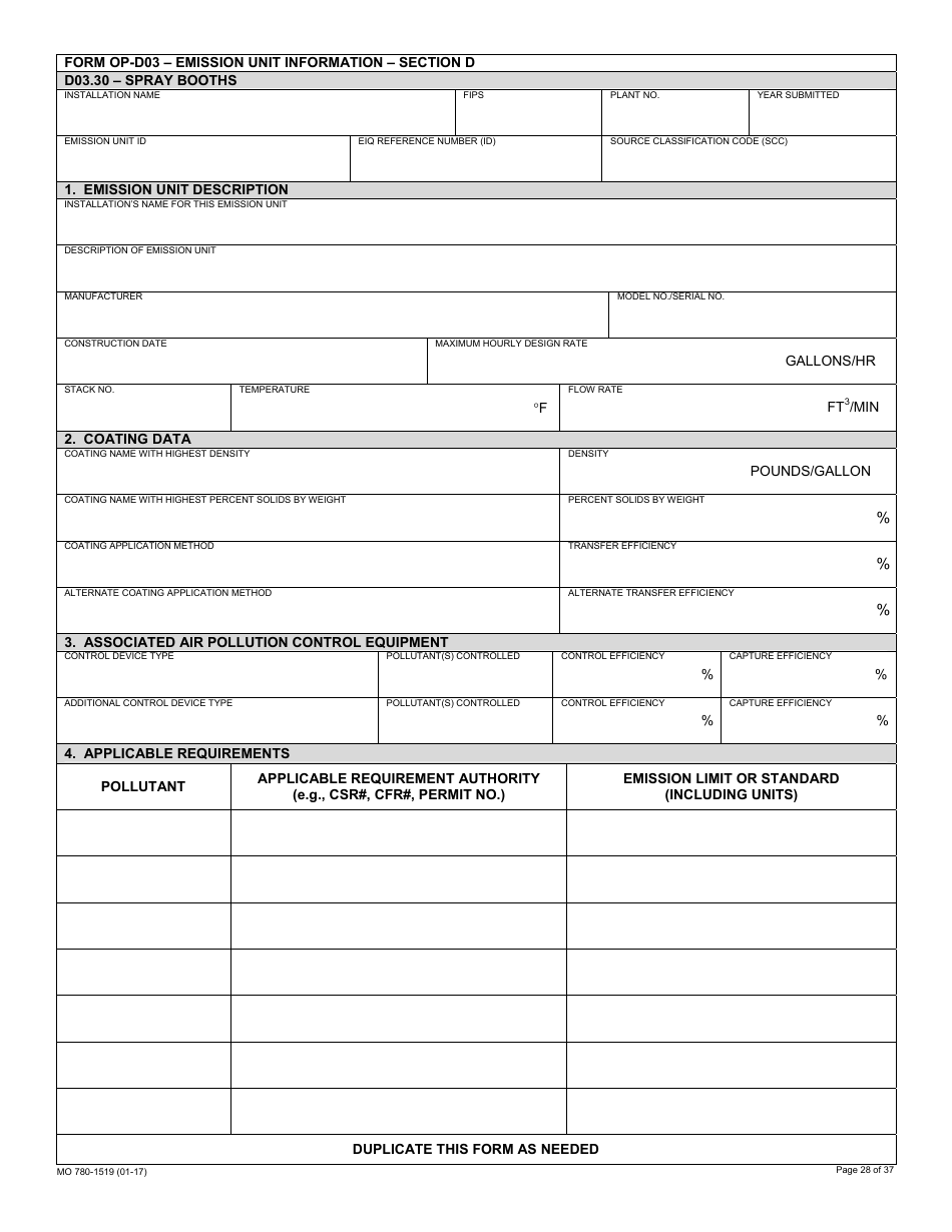 Form MO780-1519 Application for Authority to Operate - Air Pollution Control Program - Missouri, Page 28