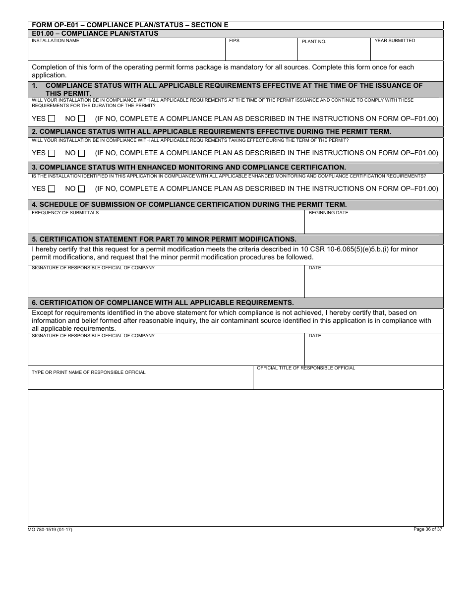 Form MO780-1519 Application for Authority to Operate - Air Pollution Control Program - Missouri, Page 36