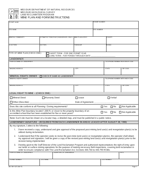 Form MO780-1327  Printable Pdf