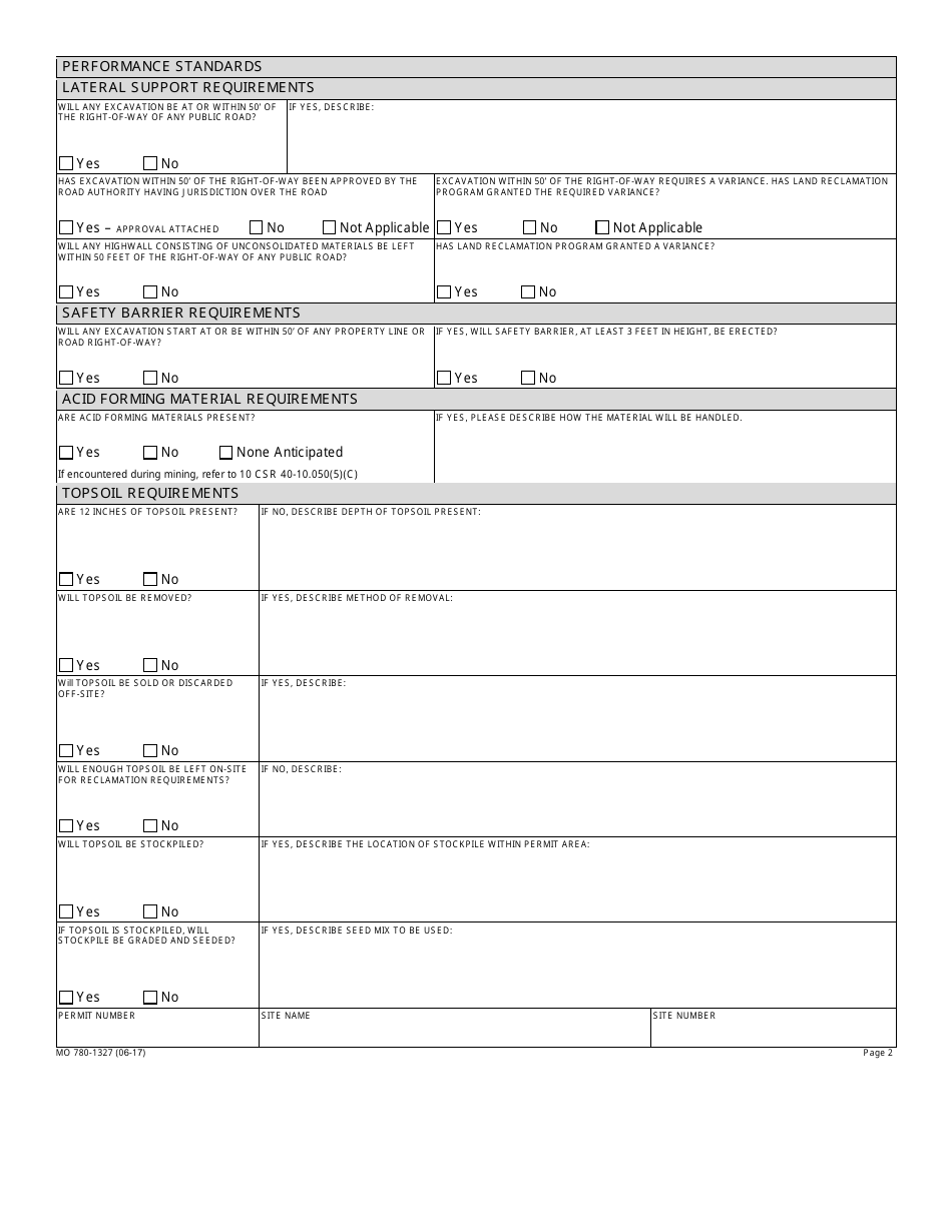 Form MO780-1327 Mine Plan - Land Reclamation Program - Missouri, Page 2