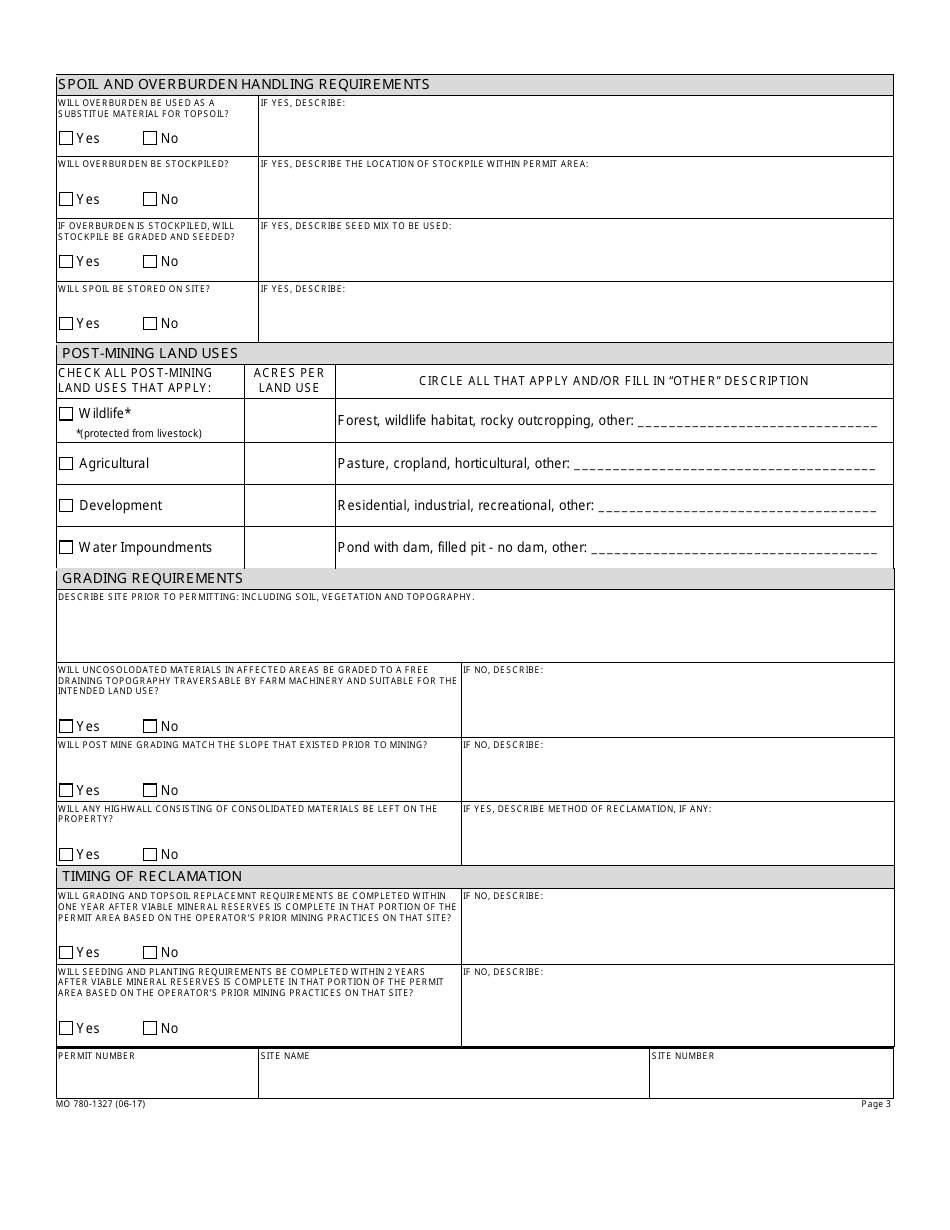 Form MO780-1327 Mine Plan - Land Reclamation Program - Missouri, Page 3