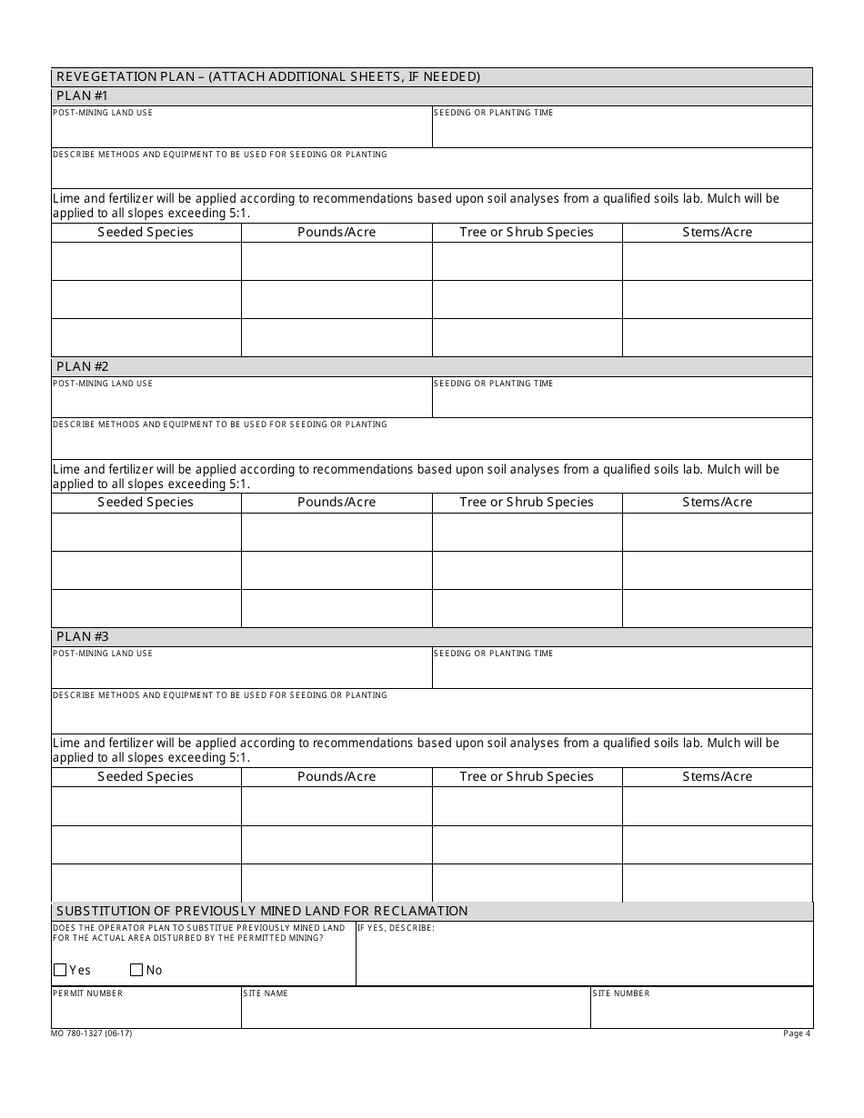 Form MO780-1327 Mine Plan - Land Reclamation Program - Missouri, Page 4