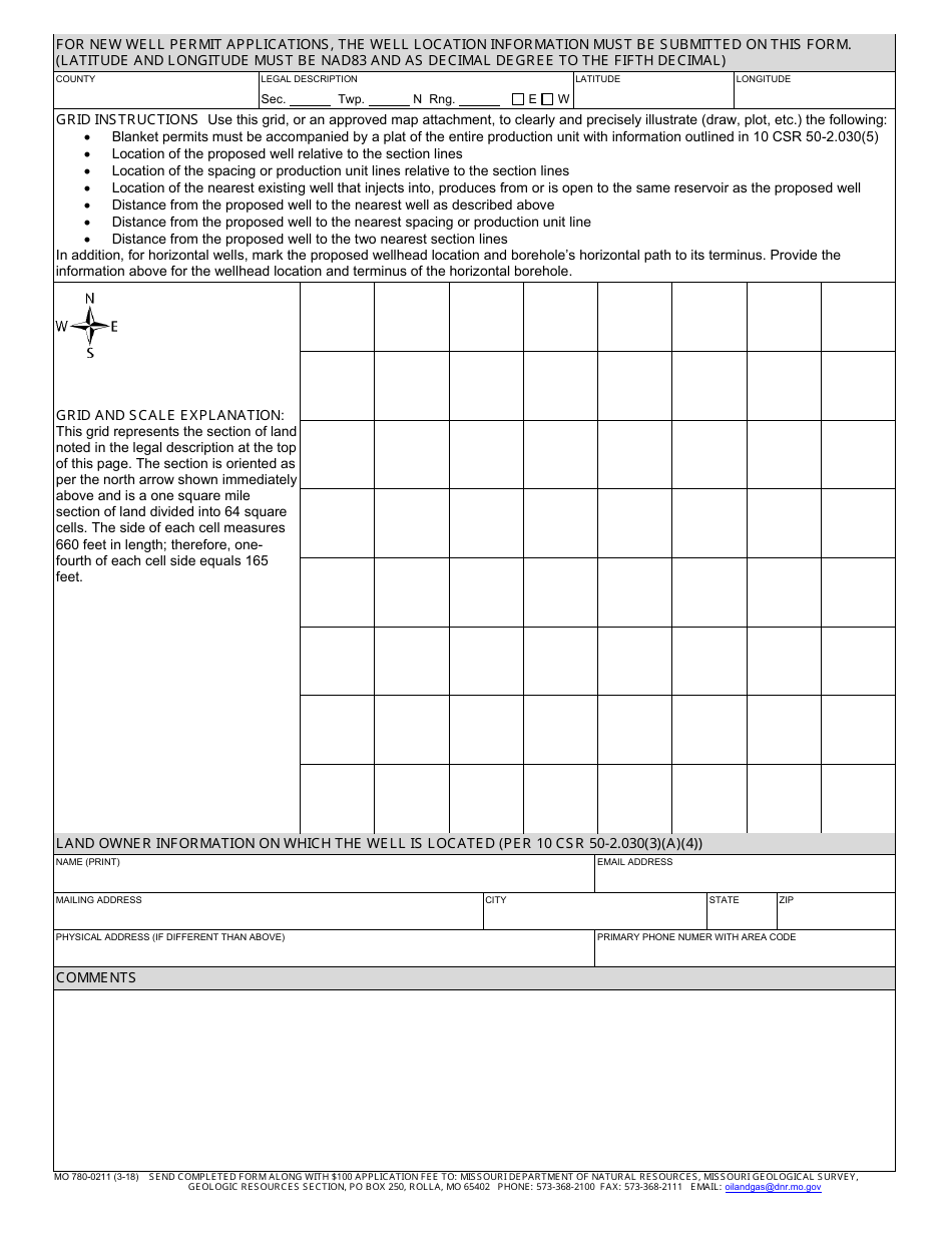 Form MO780-0211 Oil and Gas Permit to Drill or Modify Well Application - Geological Survey Program - Missouri, Page 2
