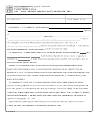 Document preview: Form MO780-1598 Surety Bond - Metallic Minerals Waste Management Area - Land Reclamation Program - Missouri