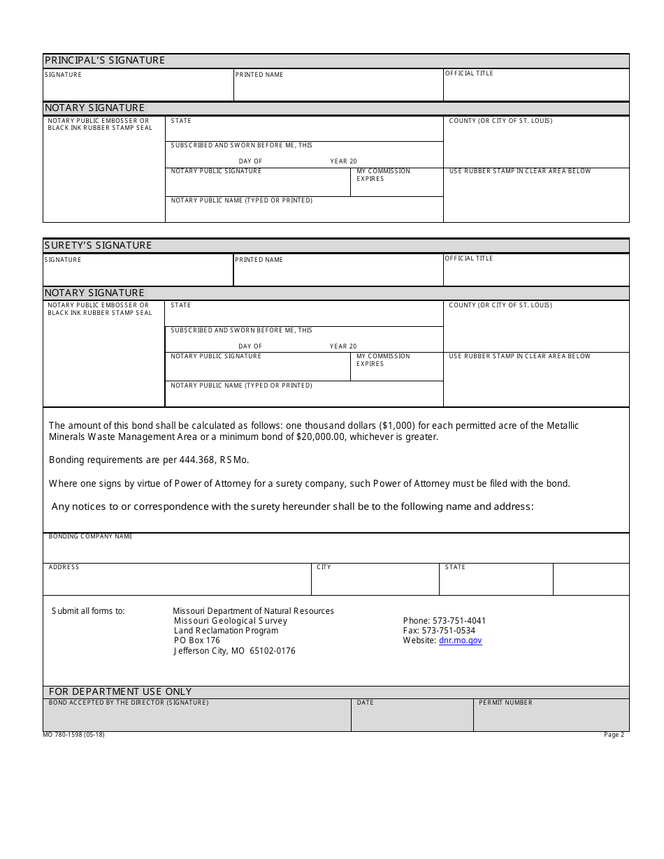 Form MO780-1598 - Fill Out, Sign Online and Download Fillable PDF ...