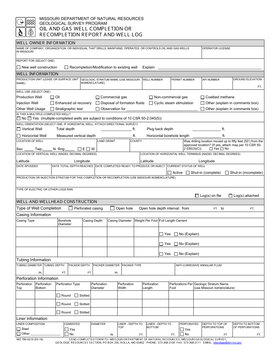 Form MO780-0215 Download Fillable PDF or Fill Online Oil and Gas Well ...