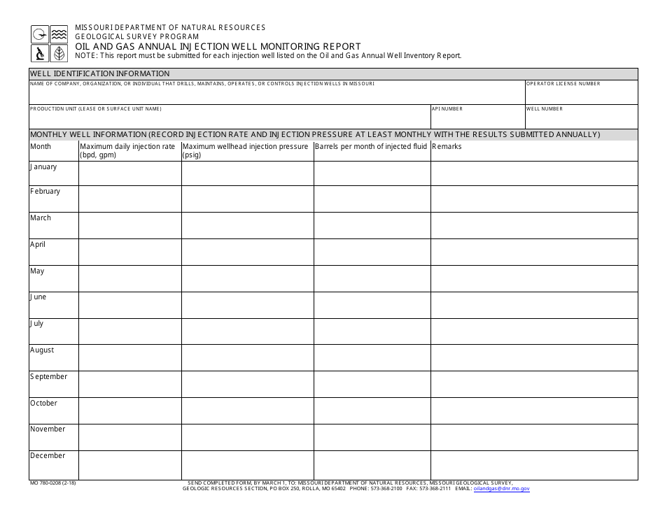 Form MO780-0208 Download Fillable PDF or Fill Online Oil and Gas Annual ...