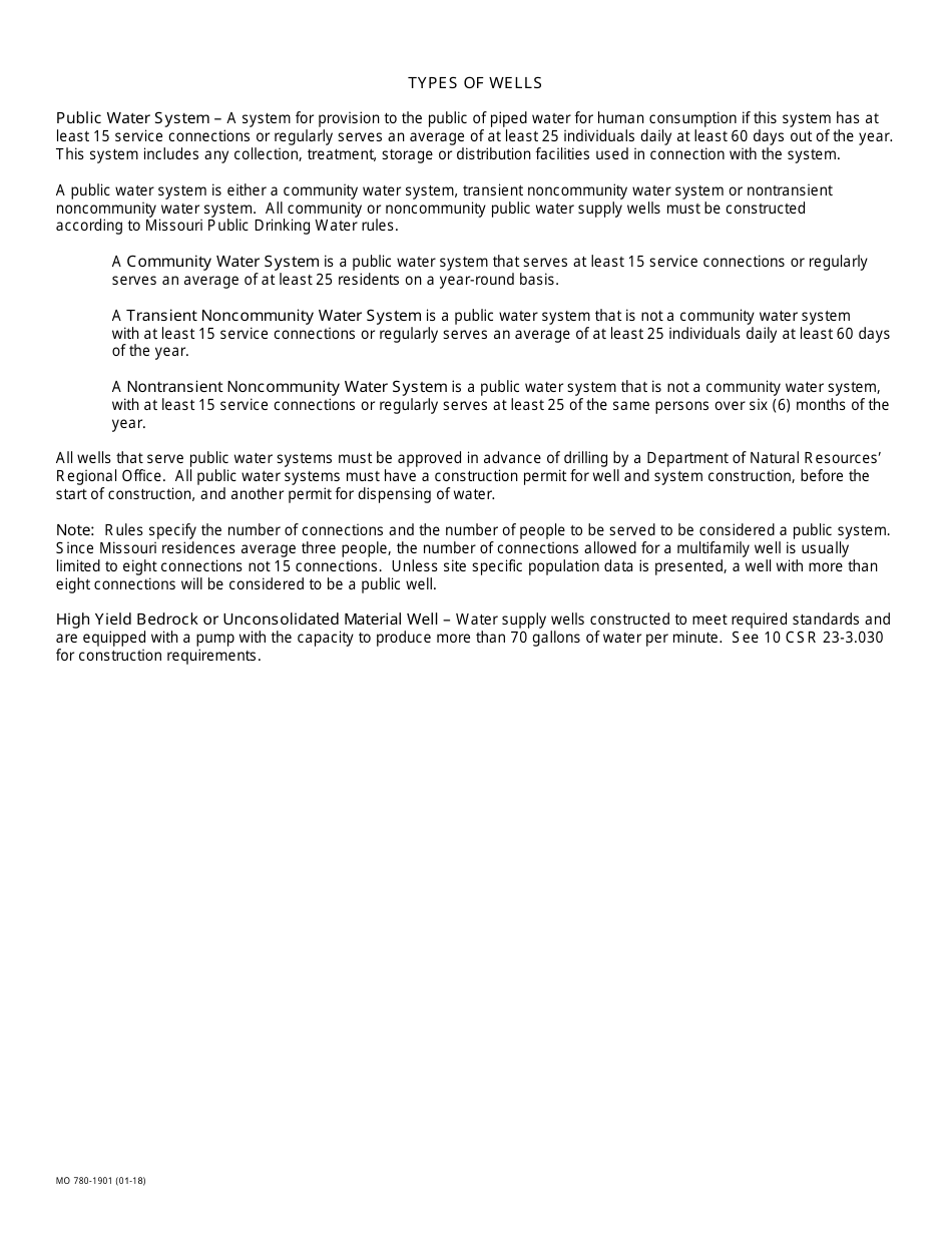 Form MO780-1901 Public Well / High Yield Report - Missouri, Page 2
