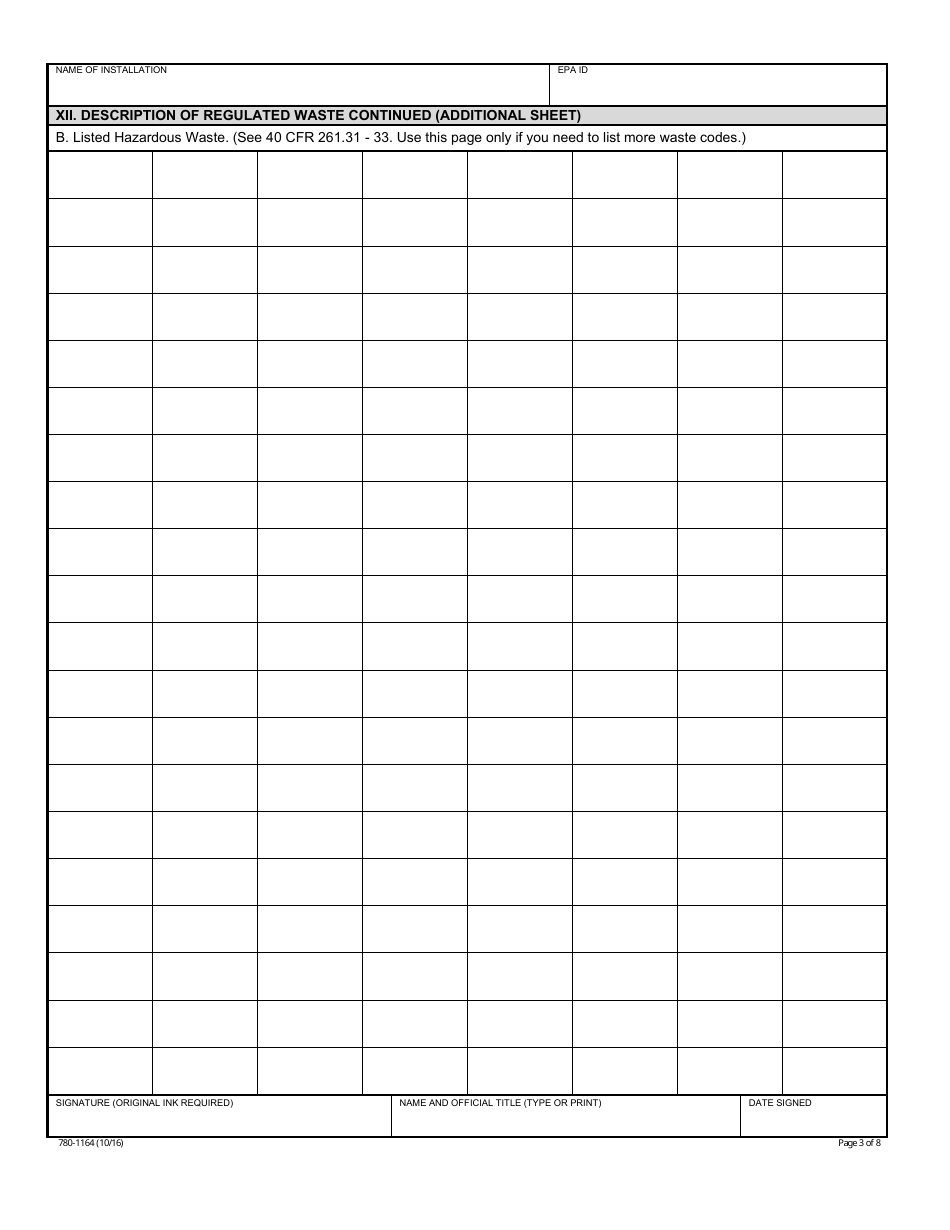 Form MO780-1164 Notification of Regulated Waste Activity - Hazardous Waste Program - Missouri, Page 3