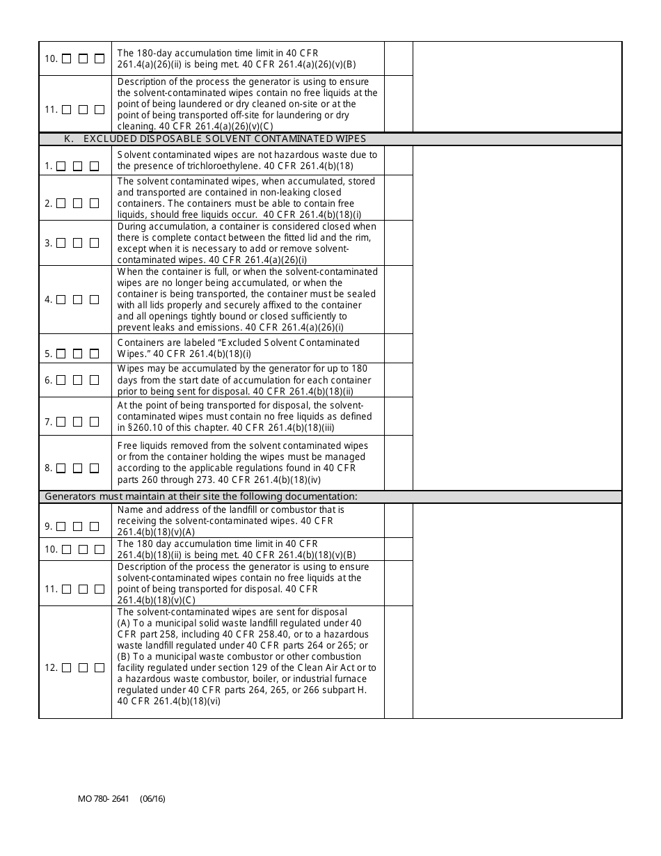 Form MO780-2641 Solvent Contaminated Wipes - Hazardous Waste Program - Missouri, Page 3