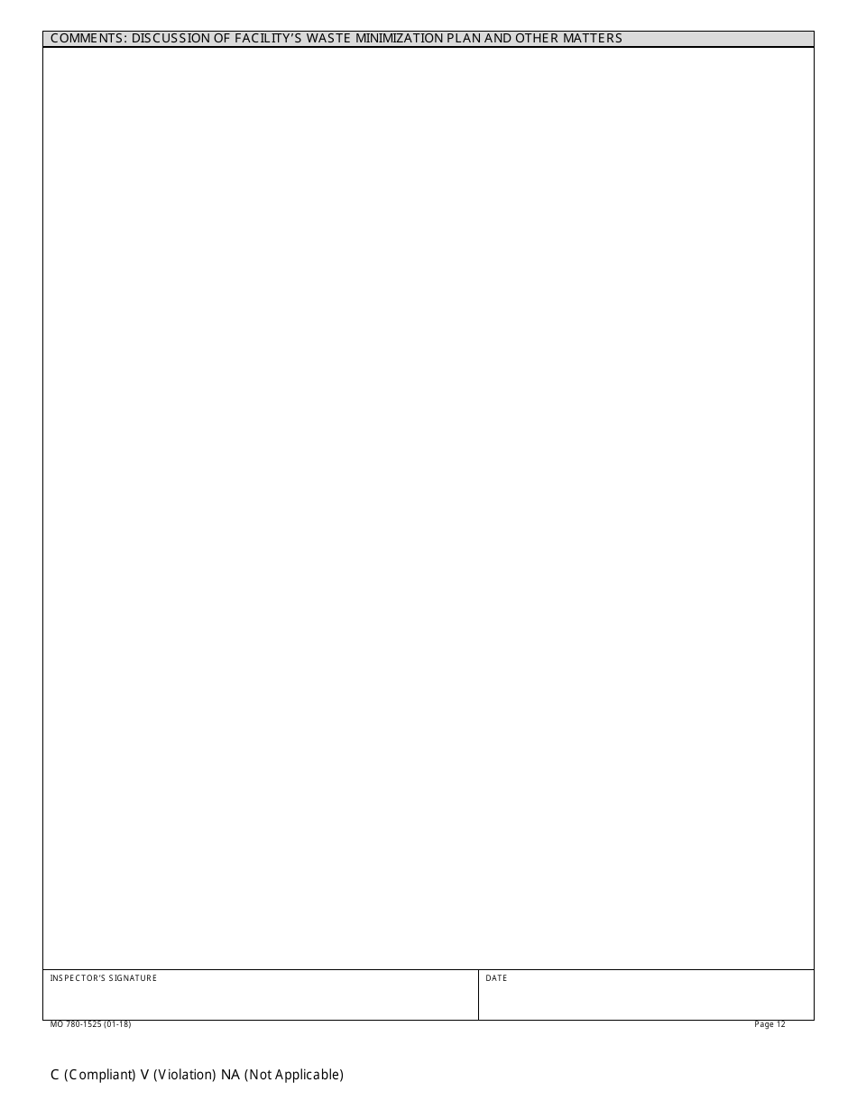 Form MO780-1525 Large Quantity Generator Inspection Checklist - Hazardous Waste Program - Missouri, Page 12