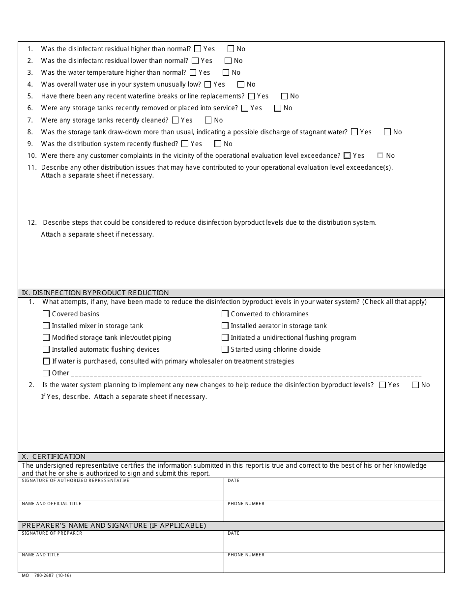 Form MO780-2687 Stage 2 Disinfectants and Disinfection Byproduct Rule Operational Evaluation Level (Oel) Report - Missouri, Page 4