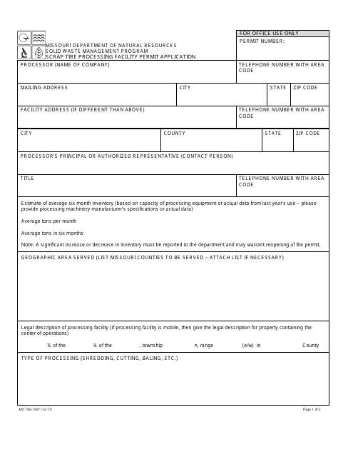 Form MO780-1597  Printable Pdf
