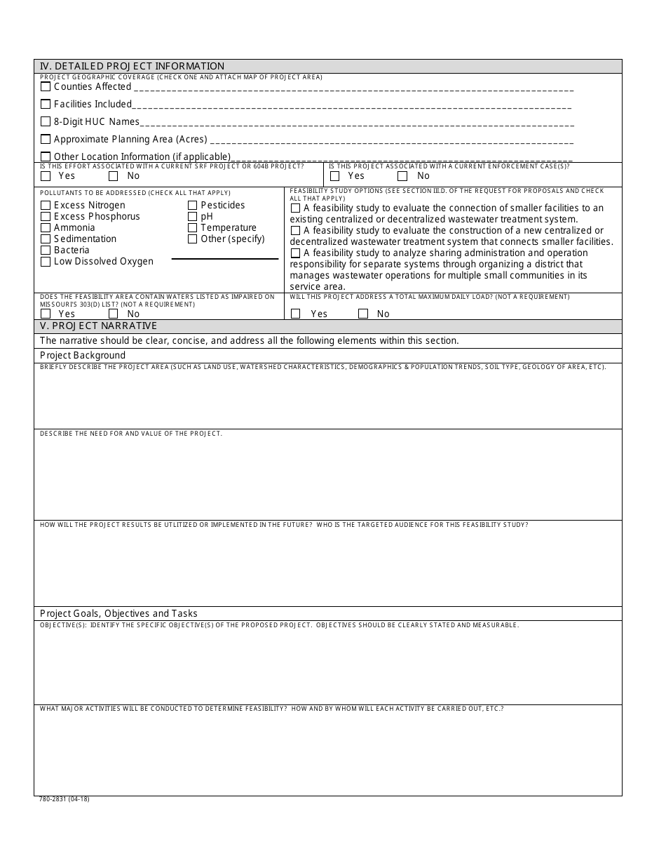 Form MO780-2831 Application for Water Quality Management Grants - Water Protection Program - Missouri, Page 2