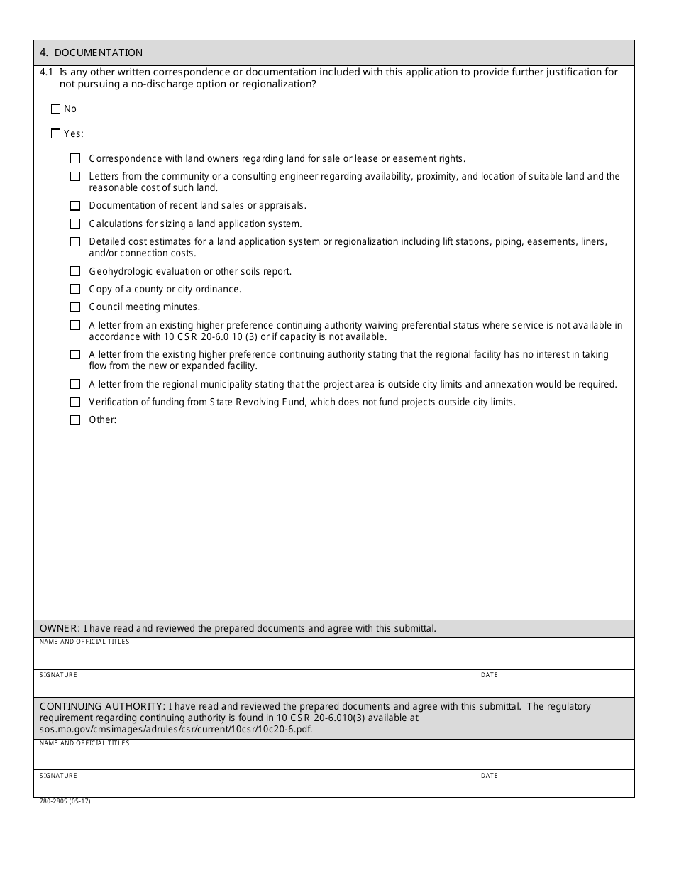 Form MO780-2805 No Discharge Evaluation - Water Protection Program - Missouri, Page 3