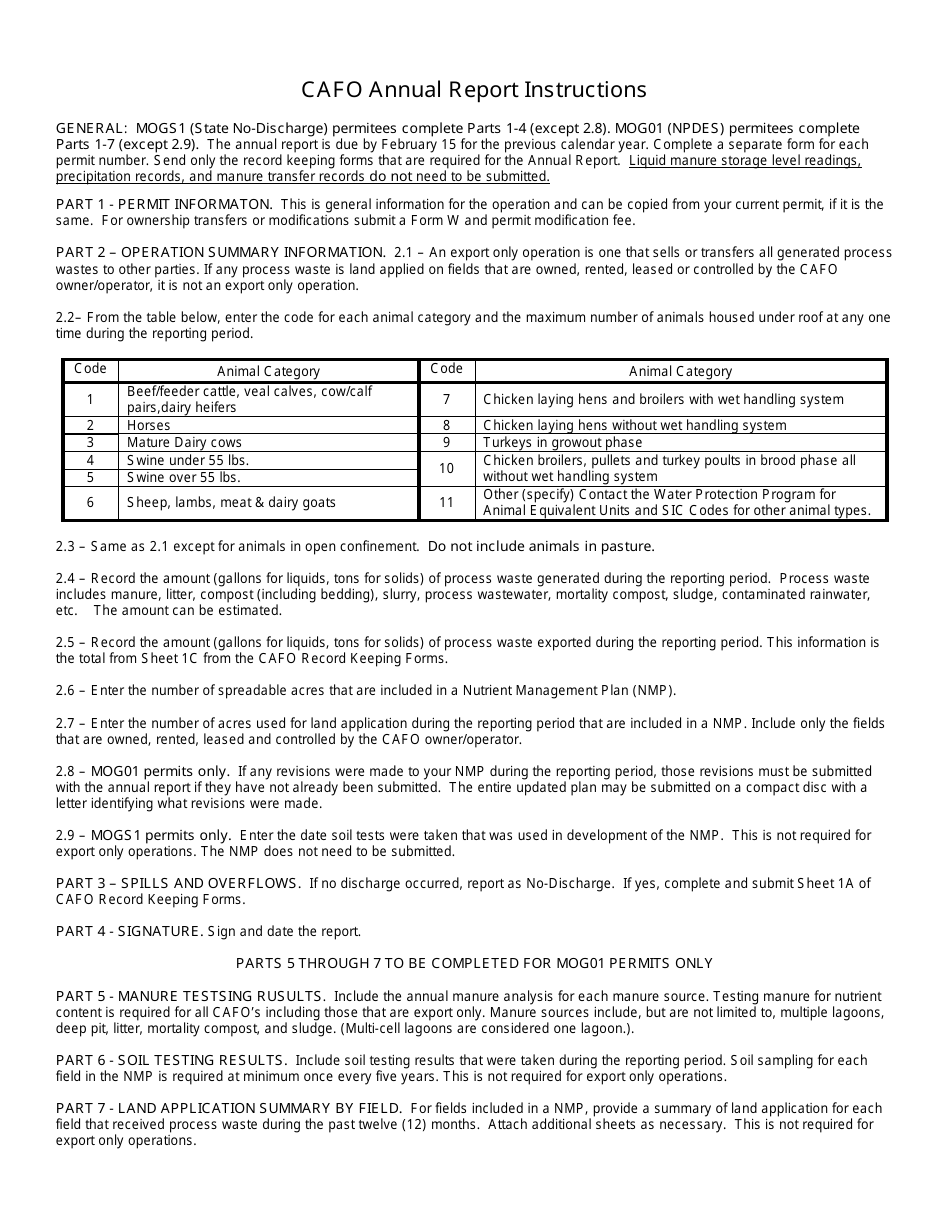 Form MO780-1953 Concentrated Animal Feeding Operation Annual Report - Water Protection Program - Missouri, Page 3