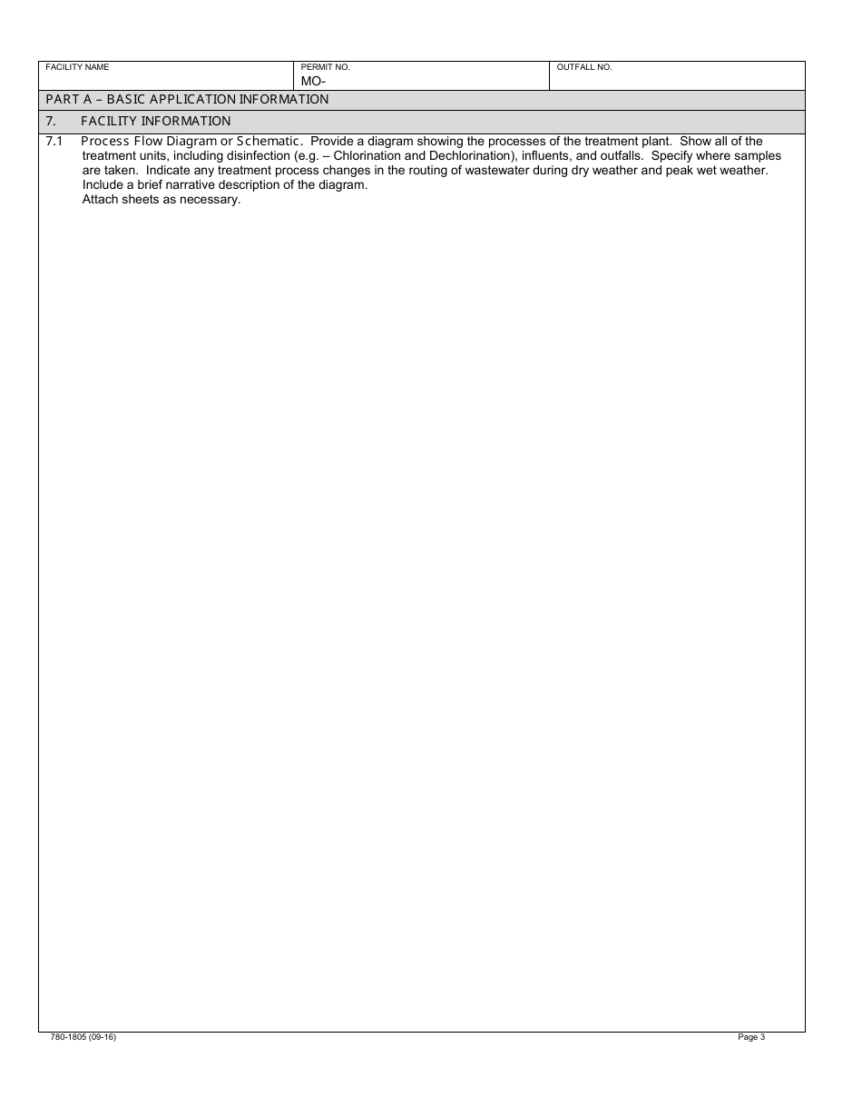 Form B2 (MO780-1805) Application for Operating Permit for Facilities That Receive Primarily Domestic Waste and Have a Design Flow More Than 100,000 Gallons Per Day - Water Protection Program - Missouri, Page 3