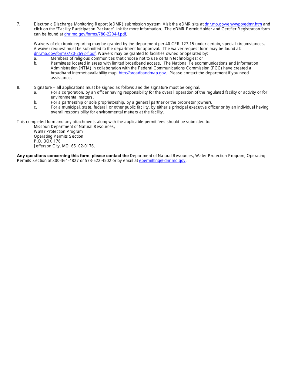 Form MO780-1408 (G) Application for Land Disturbance Stormwater General Permit (Mor100 and Mora) - Water Protection Program - Missouri, Page 4