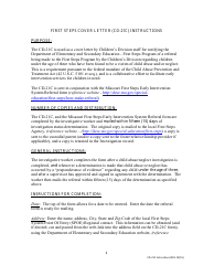 Document preview: Instructions for Form CD-21C First Steps Cover Letter - Missouri