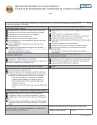 Document preview: Formulario CD-148 Solicitud De Informacion Del Proveedor De Cuidado De Ninos - Missouri (Spanish)
