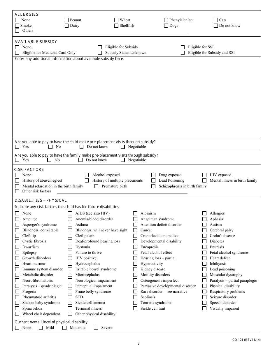 Form CD-121 Missouri Waiting Child Registration - Missouri, Page 3