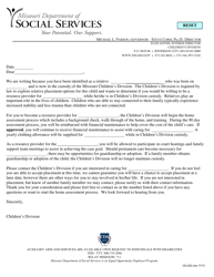 Form CD-203 Relative Notification Letter - Missouri