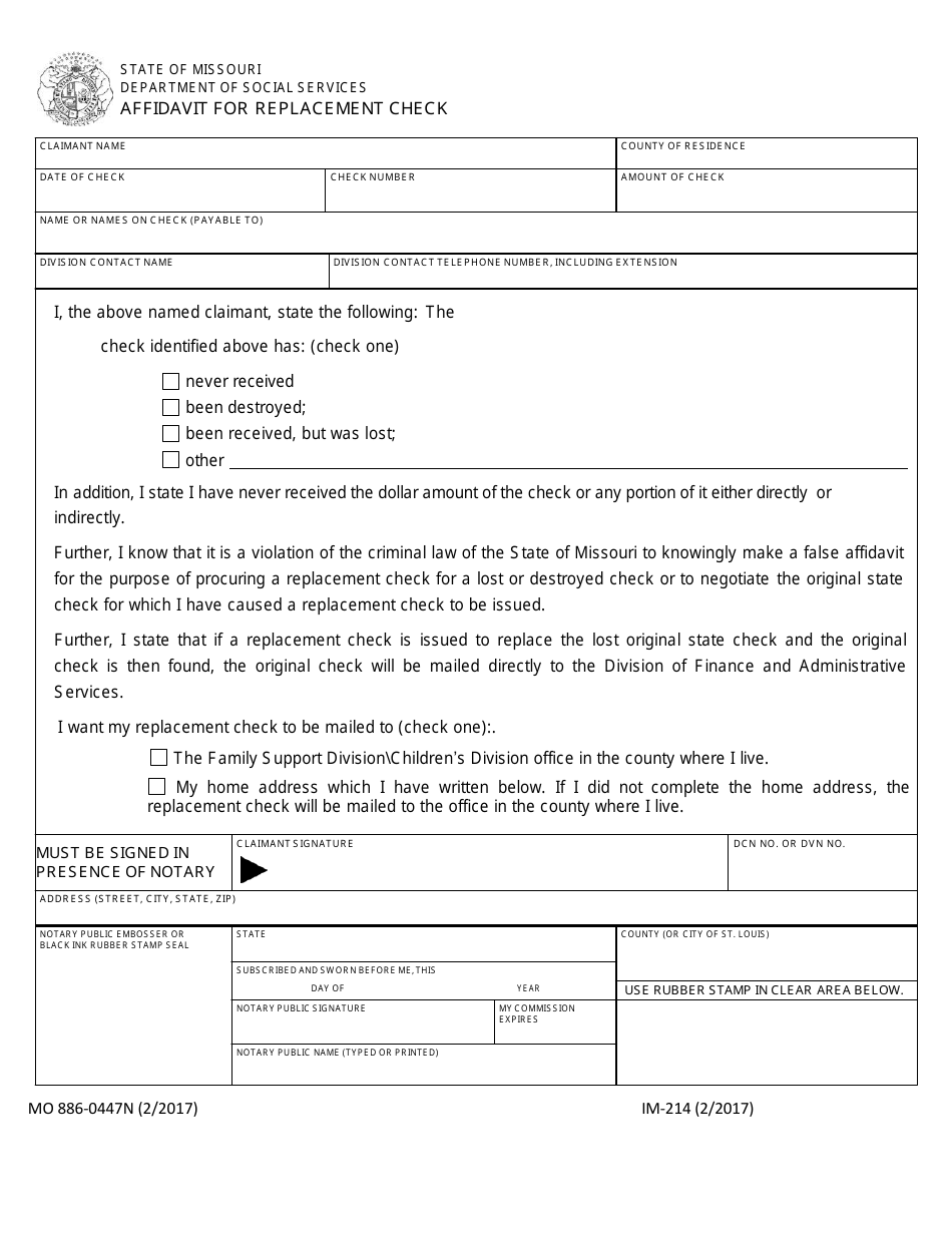 Form Mo886-0447n (im-214) - Fill Out, Sign Online And Download 