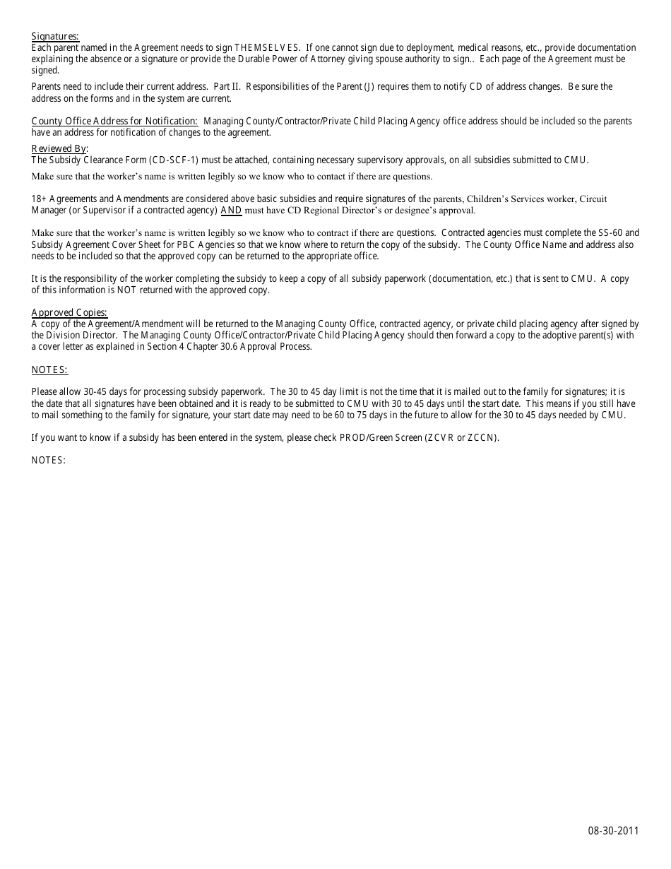 Adoption Subsidy 18+ One Year Agreement Checklist Form - Missouri, Page 3