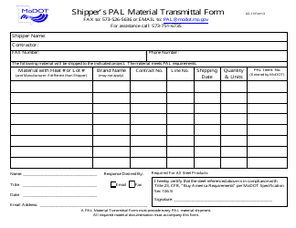 Form GS-13 (3) &quot;Shipper's Pal Material Transmittal Form&quot; - Missouri