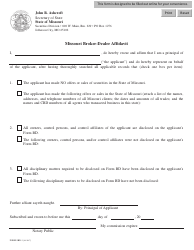 Form SBD-1 Missouri Broker-Dealer Affidavit - Missouri