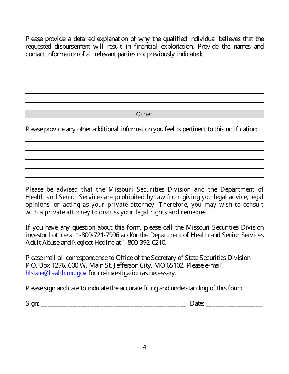 Notification Pursuant to the Senior Savings Protection Act - Missouri, Page 4