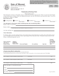 Document preview: Form CORP.56 Registration of Fictitious Name - Missouri