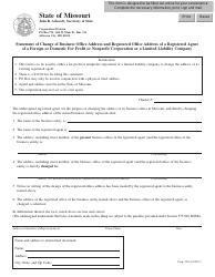 Document preview: Form CORP.59A Statement of Change of Business Office Address and Registered Office Address of a Registered Agent of a Foreign or Domestic for Profit or Nonprofit Corporation or a Limited Liability Company - Missouri
