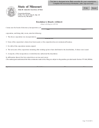 Document preview: Form CORP.57 Resolution to Dissolve Affidavit - Missouri