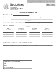 Document preview: Form CORP.76 Certificate of State Board Registration - Missouri