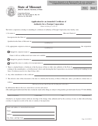 Form CORP.43 Application for an Amended Certificate of Authority for a Foreign Corporation - Missouri, Page 2
