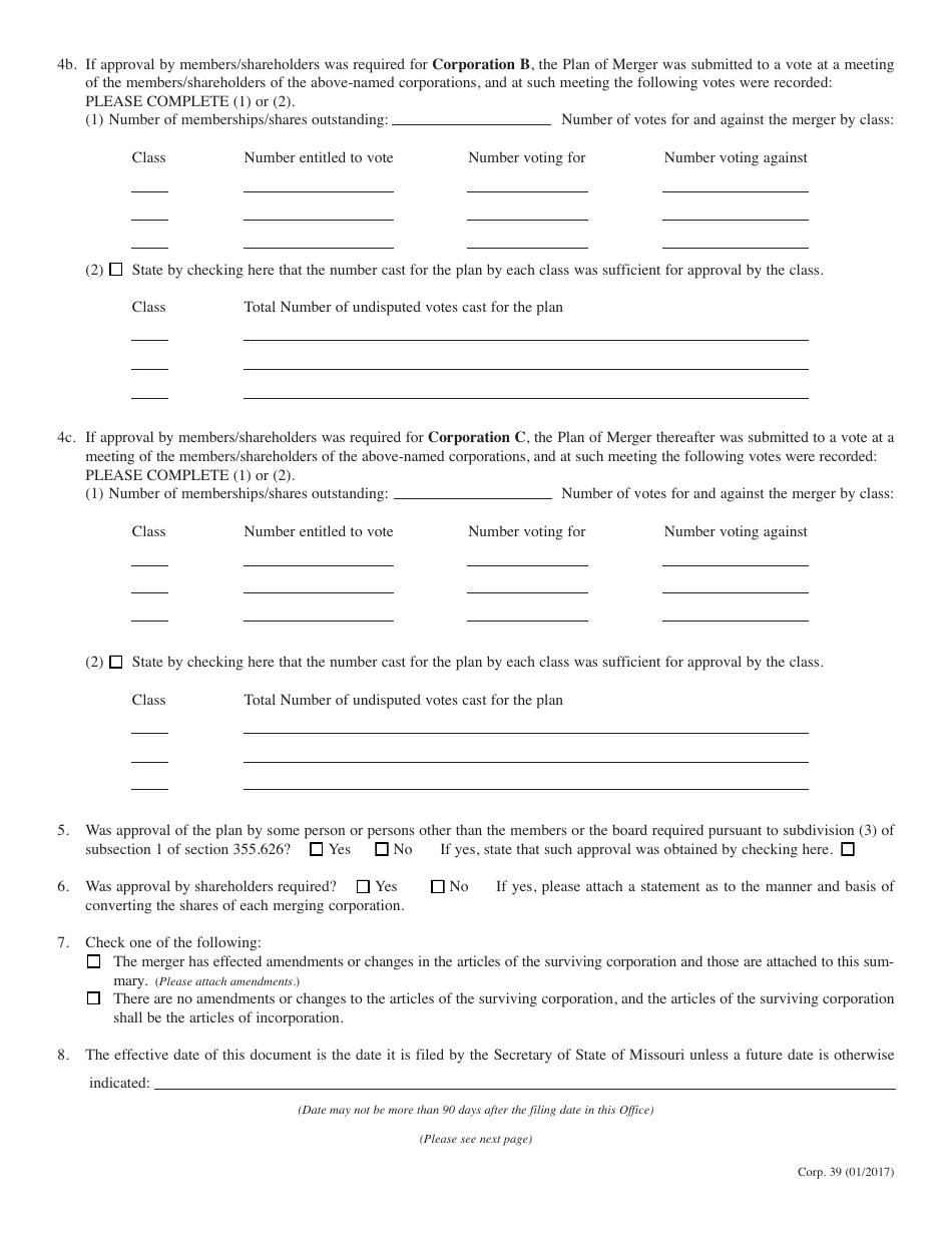 Form CORP.39 Articles of Merger - Nonprofit - Missouri, Page 2
