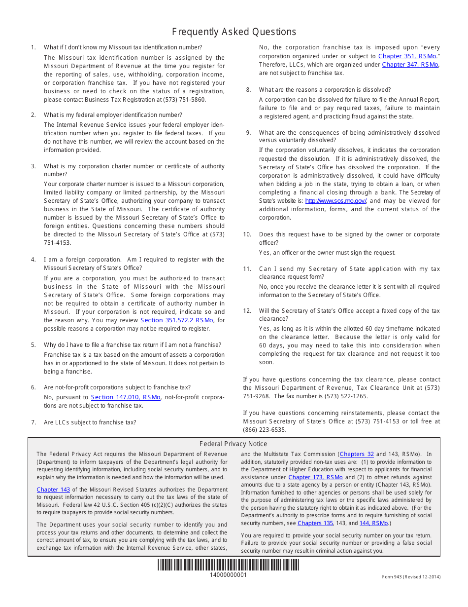 Form CORP.48 Application for Certificate of Withdrawal of Foreign Corporation - Missouri, Page 3