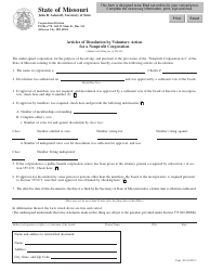 Document preview: Form CORP.45 Articles of Dissolution by Voluntary Action for a Nonprofit Corporation - Missouri