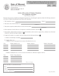 Document preview: Form CORP.45A Articles of Revocation of Voluntary Dissolution for a Nonprofit Corporation - Missouri